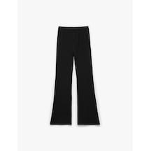 Koton Viskon Karışımlı Beli Lastikli İspanyol Paça Pantolon Siyah 6wkg40076ak Siyah