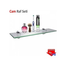 Cam Raf Tekli Duvar Rafı Kaliteli Etejer Kitaplık 50X12Cm