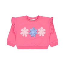 Civil Girls Renkli Papatya Baskılı 2-5 Yaş Sweatshirt Koyu Pembe
