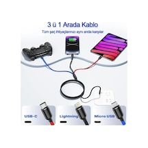 Hızlı Şarj Ve Data Aktarım Kablosu, 60w - 3a Usb A, Type C Usb C , Micro Usb, Lightning Uyumlu 3 Ü 1 Arada Çoklu Kablo