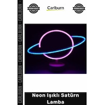 Özel Üretim Modern Estetik Tasarım Pil Usb Çalışan Dekoratif Hediye Gece Neon Işıklı Satürn Lamba Çok Renkli
