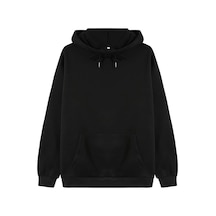 Tarzsokak Unisex Kadın/erkek Katı İpli Kapüşonlu Üst Siyah
