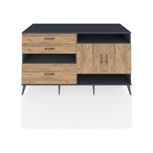 Kronos Konsol 4 Raflı 3 Çekmeceli 2 Kapaklı 176x59x99 Antrasit-ça Antrasit-çam