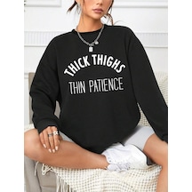 Coke Serisi Letter Graphic Drop Shoulder Sweatshirt-trzksw1975 Siyah