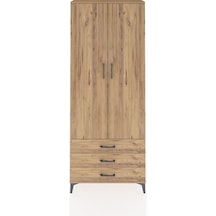 Arges Dolap 2 Raflı 4 Çekmeceli Tek Askılı 88x30x221 Aytaşı-çam Atlas Çam