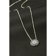 Nazar - 533 - Zirkon Taşlı Kolye - Csmo-tex - Gümüş Rengi