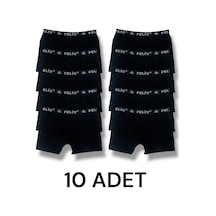 Pamuklu Likralı Erkek Boxer 10'lu Paket Siyah