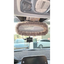 Peluş Dikiz Ayna Kılıfı Süs Gri Standart