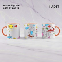 Anaokulu Öğretmeni Öğretmenler Günü İçin Kişiye Özel İsim Baskılı Kupa Bardak Öğretmene Hediyelik Turuncu