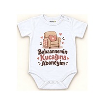 Babylimon Babaannemin Kucağına Aboneyim Beyaz Kısa Kollu Çıtçıtlı Bebek Zıbını Beyaz - Babaannemin Kucağına Aboneyim - 928161932 Beyaz - Babaannemin Kucağına Aboneyim