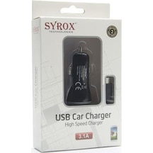 Syrox 3.1A 1 Usb Giriş + Sabit Kablolu Araç Şarjı C26