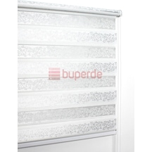 Buperde Beyaz - Gümüş Jakarlı Pilise Pliseli Zebra Stor Perde (Sarmaşık)