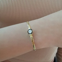 Çağla Yassı Bileklik Tek Taşlı Gold (528167795)