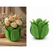3d Baskı Lotus Yapraklı Vazo - Dekoratif Çiçeklik-yeşil Çok Renkli