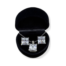Oya Silver Kare Baget Işıltılı Gümüş Set&takım