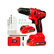Böhrer Bh5814r German 58v 5ah Pro Hummer Red Çift Akülü Yüksek Torq +24 Vidalama Şarjlı Matkap Set