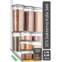 Vienev Etketli Poly Kapak 6 x 0.55 L + 6 x 1.75 L Saklama Kabı Antrasit - Beyaz 12'li Antrasit - Beyaz