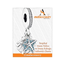 Tropikal Deniz Yıldızı Ve Deniz Kabuğu Sallantılı Charm Gümüş