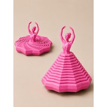 3d Baskı Balerin Figürlü Fidget Oyuncak - Hareketli Optik İllüzyon Masa Dekoru-pembe