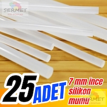 Şeffaf İnce Sıcak Silikon Mumu-silikon Çubuk-25 Adet - 7 Mm x 30