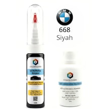 Bmw 668 Siyah İğneli & Fırçalı Şişe Rötuş Boyası Ve Yüzey Temizleme Solüsyonu Seti