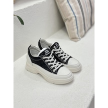 24y314 Lastik Bağcıklı İçten Dolgulu Hakiki Deri Sneaker Spor Ayakkabı Kadın 001