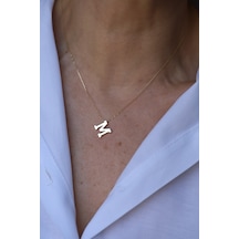 14 Ayar Altın M Harfli Kolye 1 Cm Genişlik - Kly33958