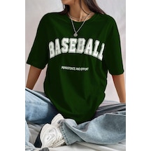 Uyguntarz Unisex Baseball Baskılı Oversize Tshirt Yeşil