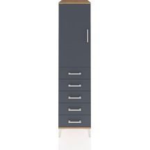 Kronos Dolap 2 Raflı 5 Çekmeceli Tek Kapaklı 44x59x182 Çam-antrasit Atlas Çam
