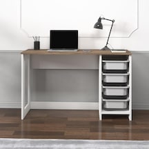 Hero Modern Çalışma Masası - 120 Cm, Beyaz/antik Ceviz Diğer