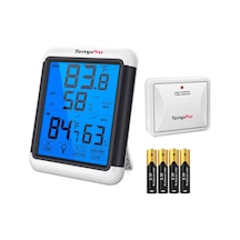 Thermopro Tp65 Dijital İç Ve Dış Mekan Termometre, Dokunmatik Işıklı Dev Ekran, Kablosuz Sensörlü Nem Ve Sıcaklık Ölçer