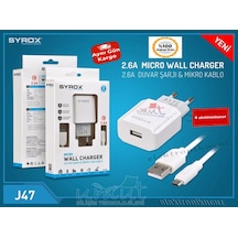 (Yeni Tip) Syrox J47 Micro Usb Girişli 2.6 Amper Hızlı Şarj Aleti (418321417)