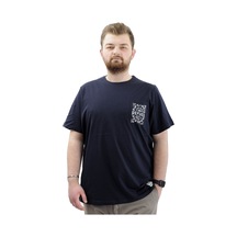 Mode Xl Büyük Beden Erkek Tişört Bisiklet Yaka Baskılı Cep Detaylı T-shirt Refuel U24053 Lacivert Lacivert