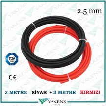 Solar Kablo 3m+3m 2.5mm Güneş Paneli Kablo Seti Siyah Kırmızı