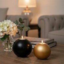 Dekoratif Siyah Gold Renkli 2li Ev,ofis Hediyelik Modern Dekor Obje Seti Tealight Mumlar Dahildir