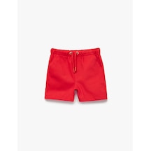 Koton Pamuklu Beli Bağcıklı Basic Gabardin Şort Kırmızı 6smb40072tw