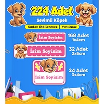 Sevimli Köpek Temalı Okul Kreş Kişiye Özel İsim Etiket Seti - Model 405 Çok Renkli