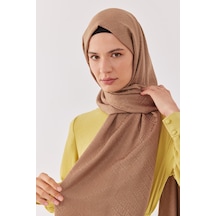 Mirsoy Scarf Halka Desen Parlak Jakar Şal - Vizon Açık Vizon