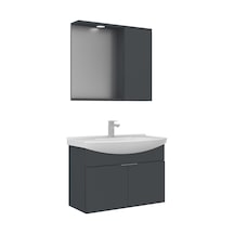 Orka Purus 80 Cm Mat Antrasit Spot Aynalı Banyo Dolabı Takım Asma Antrasit
