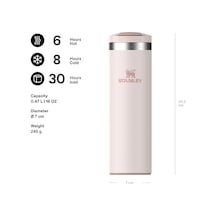 The Transit Fliptop Mug Termos Bardak, 0.47 L, Pembe Kuvars Rose Quartz Açık Beyaz