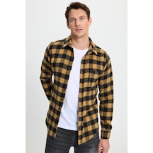 Tudors Erkek Slim Fit Dar Kesim Uzun Kollu Cepli Kareli Dama Desenli Kışlık Oduncu Gömlek-41692 Çok Renkli