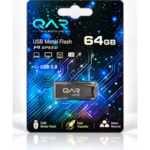 Qar Usb Flash Bellek Metal Siyah 64 Gb Usb 3.0  Güvenli