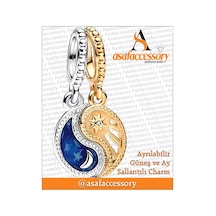 Ayrılabilir Güneş Ve Ay Charm Asafaccessory Gümüş