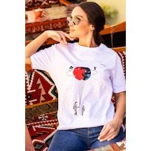 Blackjack Giyim Kadın Beyaz Satürn Tshirt Beyaz