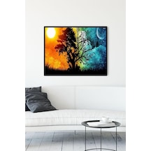 Pster11085 Gece - Gündüz Sanatsal Çerçeveli Tablo 50x70cm 7/8 Yaş