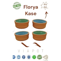 Viapot Florya Güveç Kase 150 Ml - Içi Renkli Sırlı 4 Adet Çömlek 9,5cm 4,5cm Kahverengi