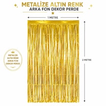 Gold - 751 - Metalize Parti Perdesi 100x200 Cm Kapı Ve Arka - Edntrend - Fon Perdesi Tüm Yaşlar
