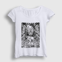 Presmono Kadın Time Megadeth T-shirt Beyaz