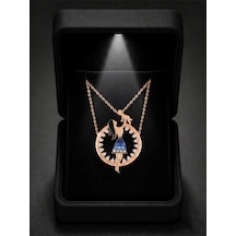 Çekirdekjewelry Anneler Günü Hediyesi Işıklı Hediye Kutulu 925 Ayar Gümüş Anne Bebek Kolye Rose Altın Kaplama Zirkon Taşlı Pembe
