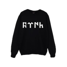 Türk Baskılı Bisiklet Yaka Sweatshirt Siyah